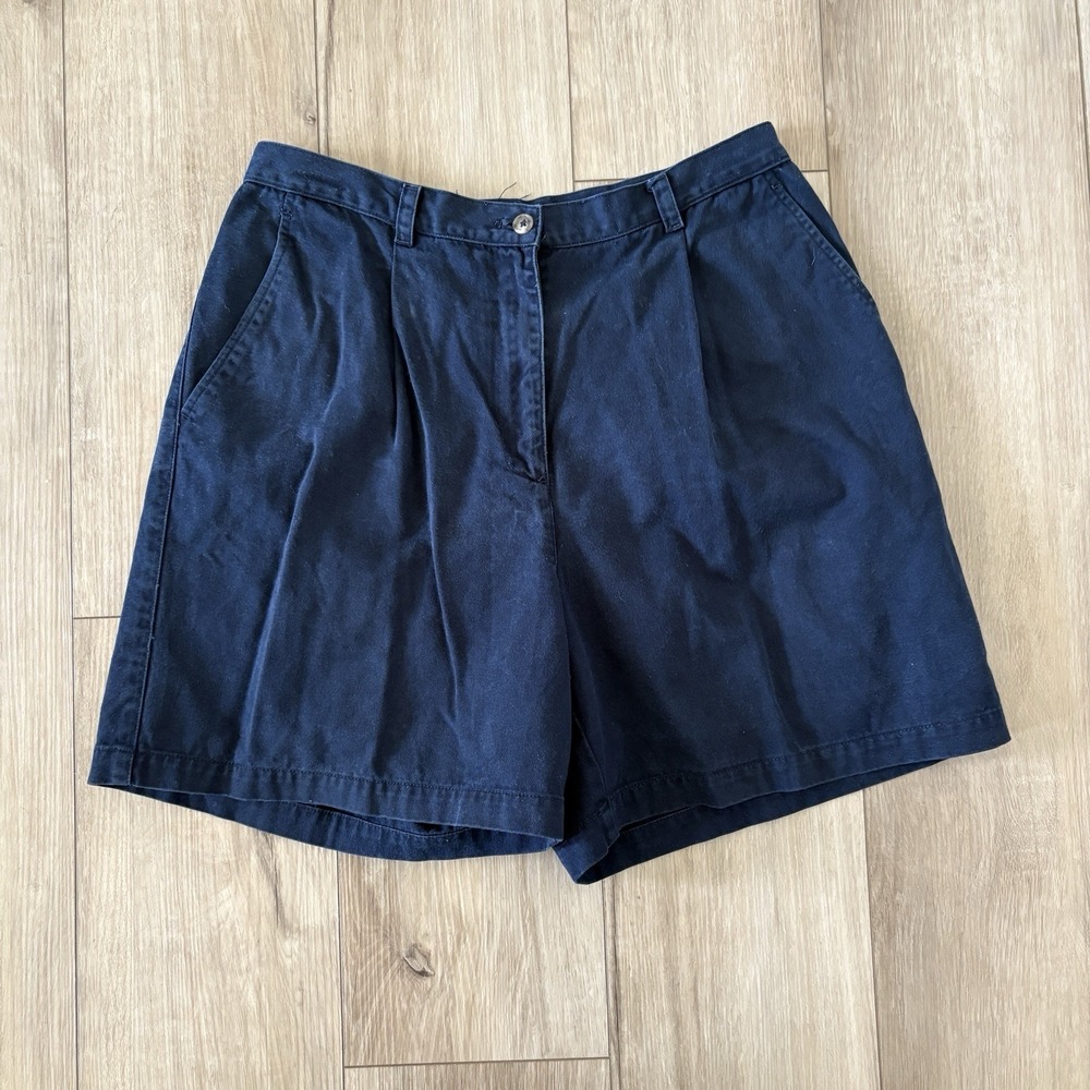 Lauren Ralph Lauren Shorts Women's 10 Navy Blue Pleated 5" Inseam